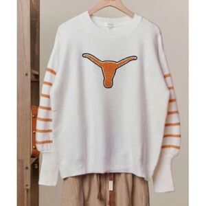 BRAND NEW WITH TAGS White Texas Sweater Orange Lettering & Longhorn Graphic